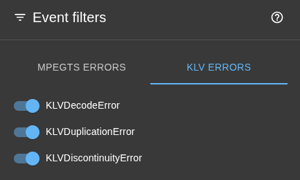 Stream errors filter klv