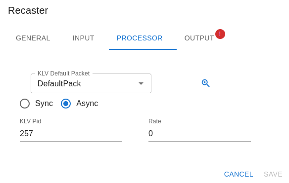 Processing configuration