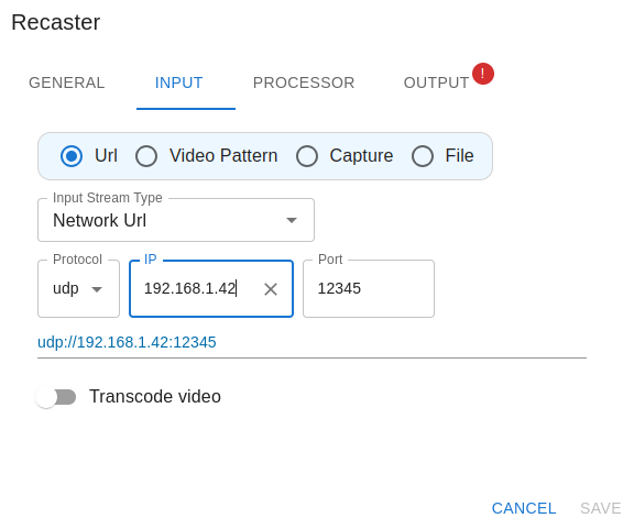 Input configuration