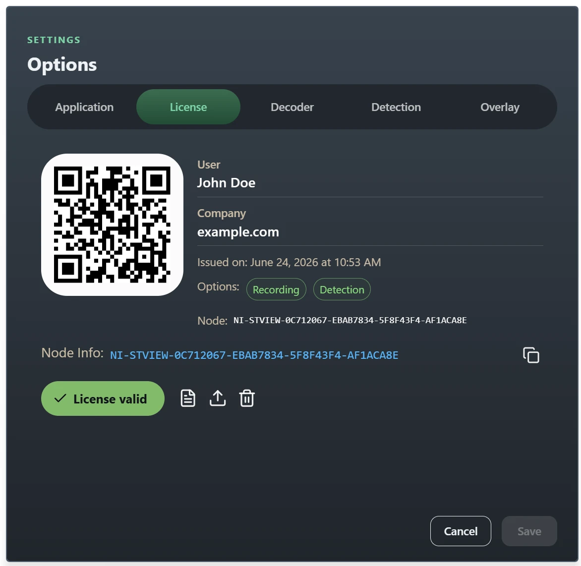 License Window