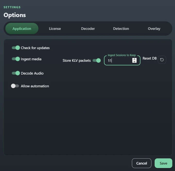 Application options