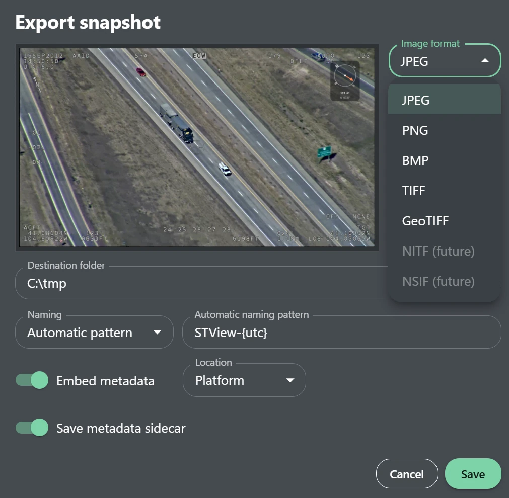 Snapshot dialog