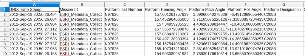 Misb csv partial metadata